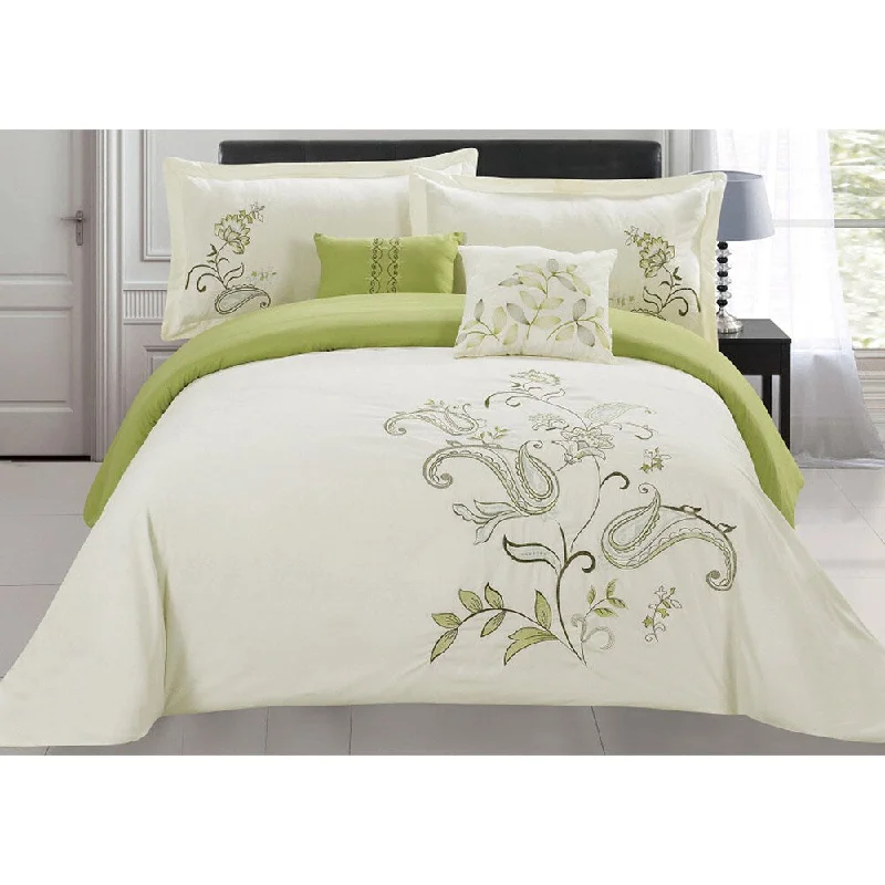 Duck down comforters with a softer feel and good warmth retentionRT Designers Collection Jordana Oversized 5-Piece Embroidered King Size Comforter Set