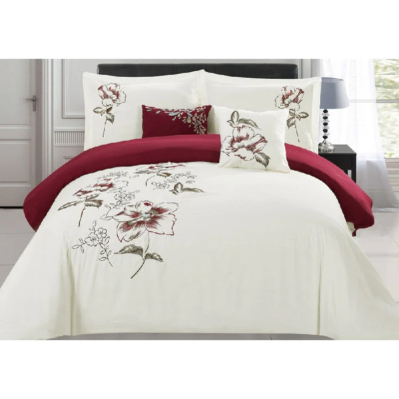 Latex - filled comforters with a bouncy texture and good supportRT Designers Collection Sinclair Oversized/Overstuffed 5-Piece Embroidered Comforter Set