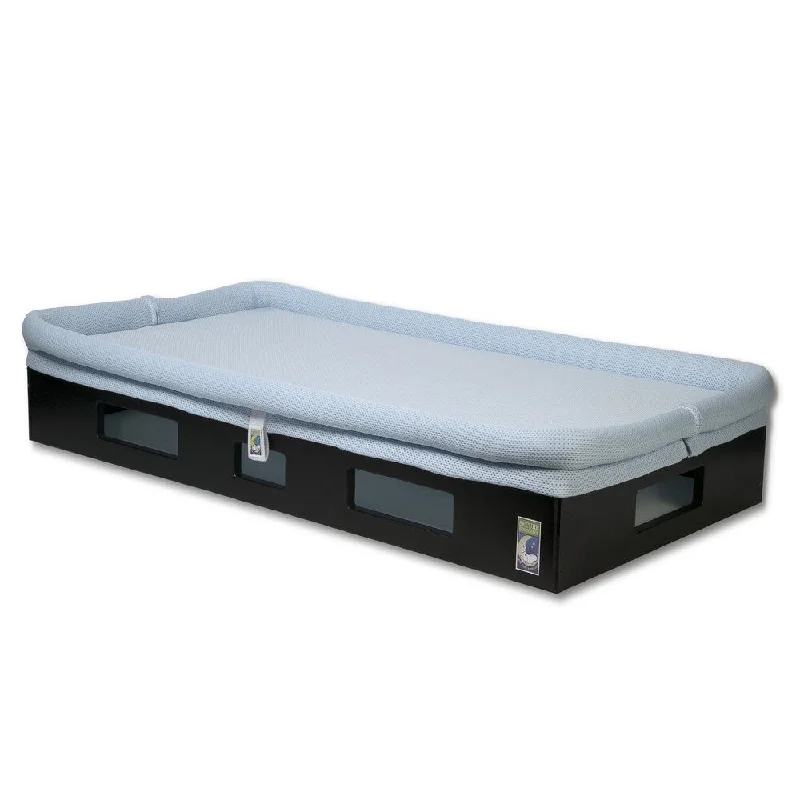 Latex mattresses with natural bounce and breathabilitySafeSleep Breathable Light Blue Crib Mattress and Espresso Base