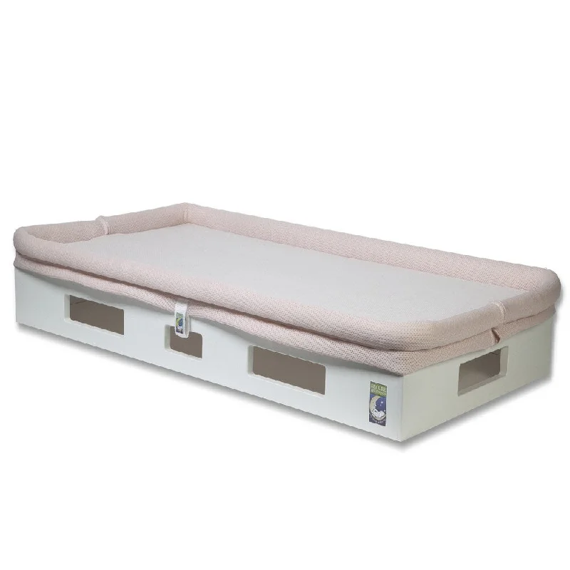 Queen - size mattresses for couples and standard bedroomsSafeSleep Breathable Pink Crib Mattress and White Base