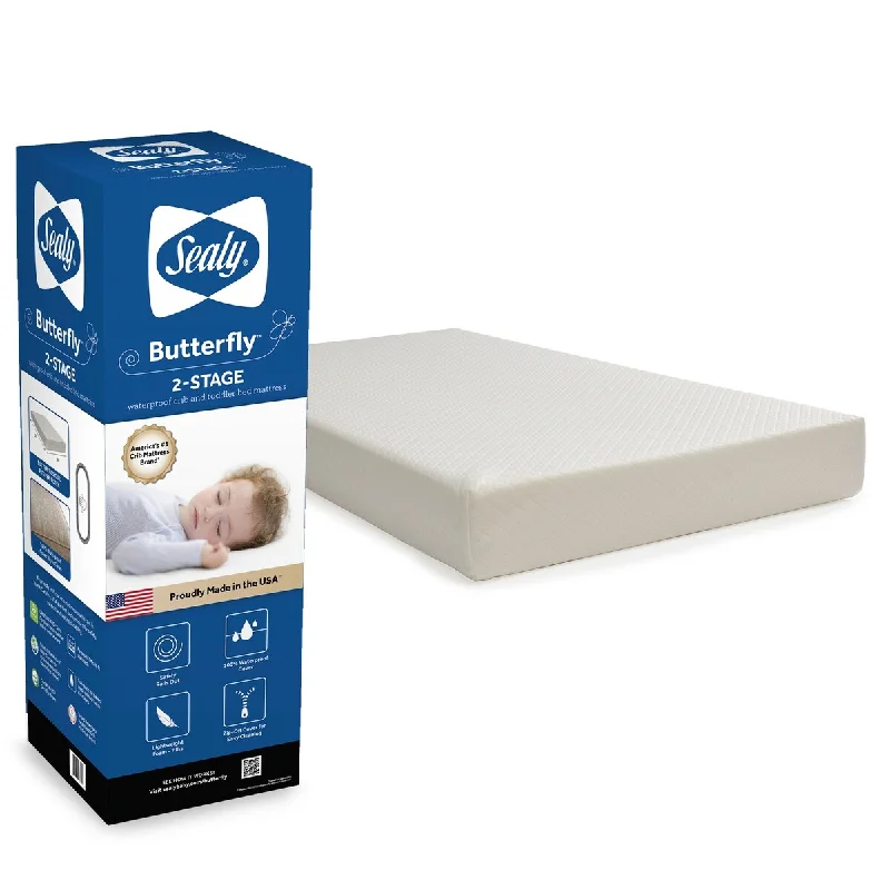 Queen - size mattresses for couples and standard bedroomsSealy Butterfly 2-Stage Breathable Knit Ultra Firm Crib and Toddler Mattress