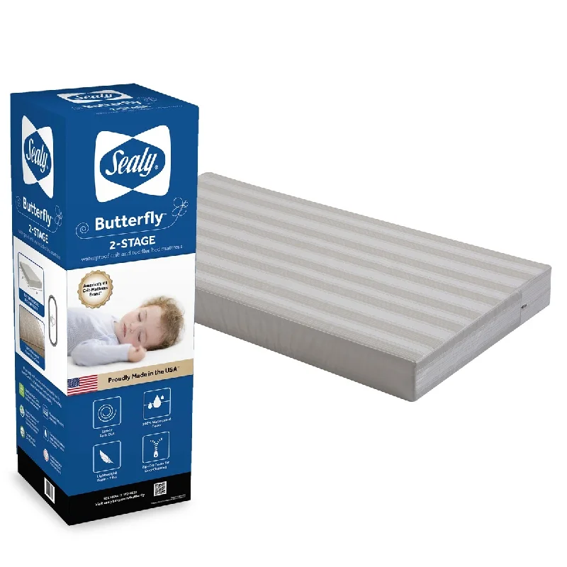 Polyester - foam mattresses for budget - friendly optionsSealy Butterfly 2-Stage Waterproof Ultra Firm Crib and Toddler Mattress