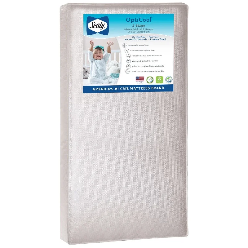 Innerspring mattresses with coil counts for supportSealy OptiCool 2-Stage Crib and Toddler Mattress - Silver