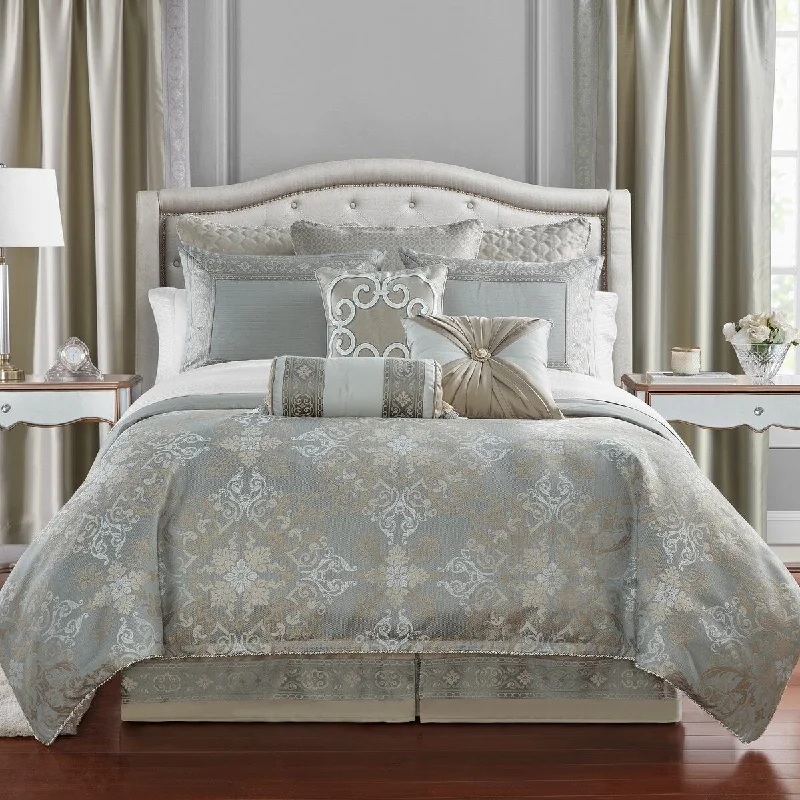 Full - size comforters suitable for full - sized beds in guest rooms or small bedroomsShelah 4 PC Comforter Set, Mineral