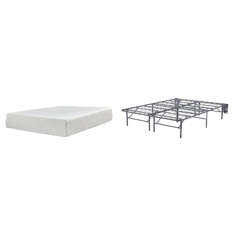 Wool - filled mattresses for natural insulation and moisture - wickingSignature Design by Ashley Chime 12 Inch Memory Foam Black/White 2-Piece Mattress Package