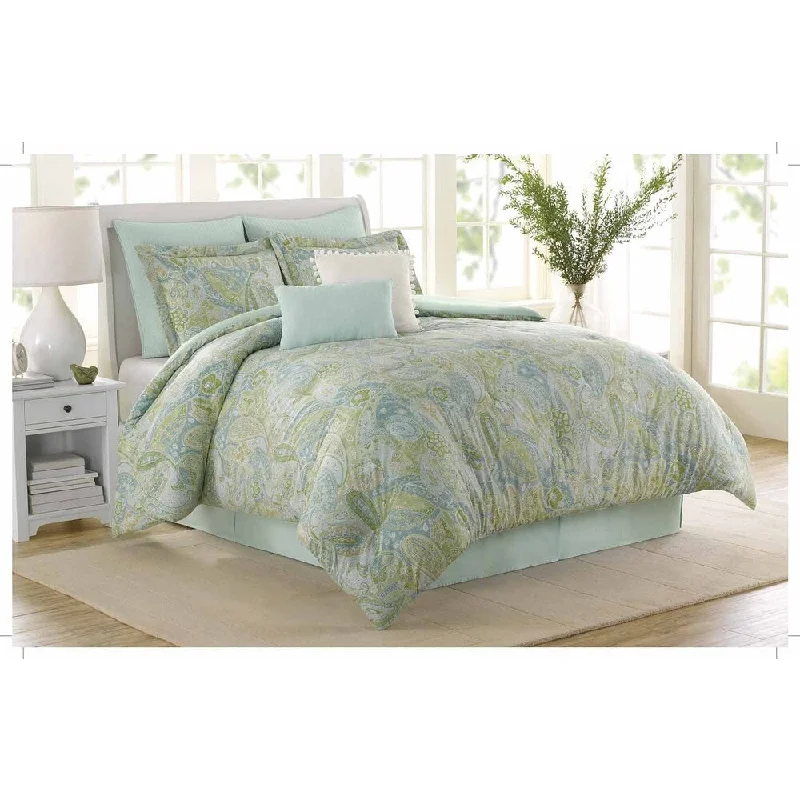 Full - size comforters suitable for full - sized beds in guest rooms or small bedroomsSoho New York Home Sea Glass 8-piece Cotton Comforter Set