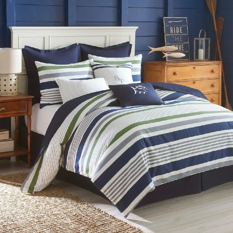 Microfiber - filled comforters that are lightweight and easy to care forSouthern Tide Sullivan Stripe Twin Comforter Set