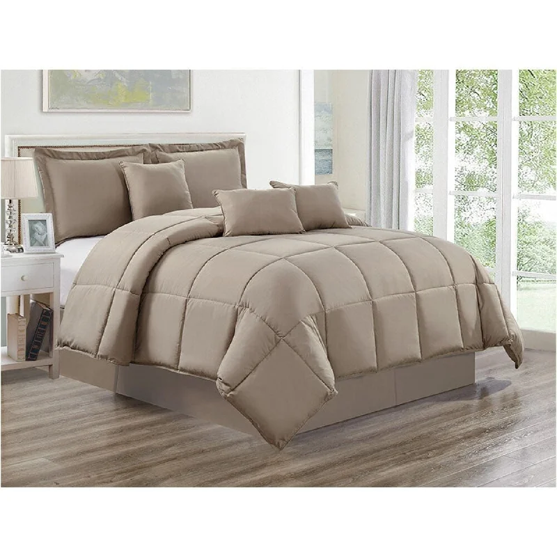 Silk - filled comforters for a luxurious and smooth touchTaupe 7 Piece Down Alternative Bedding Comforter Sheet Set