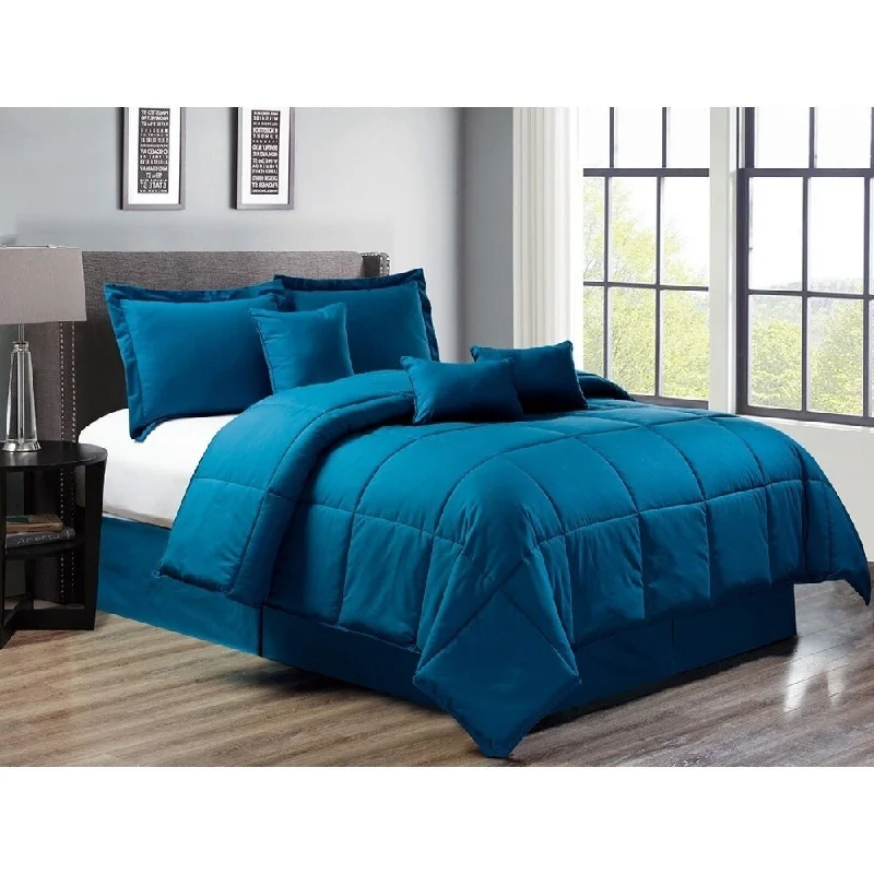 King - size comforters to fit large king - sized beds perfectlyTeal Turquoise 7 Piece Down Alternative Bedding Comforter Sheet Set