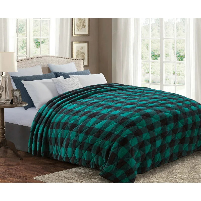 Microfiber - filled comforters that are lightweight and easy to care forUltra Soft Premium Reversible Microfiber Sherpa Throw 60x80 Cozy Light Weight for ALL Seasons Green