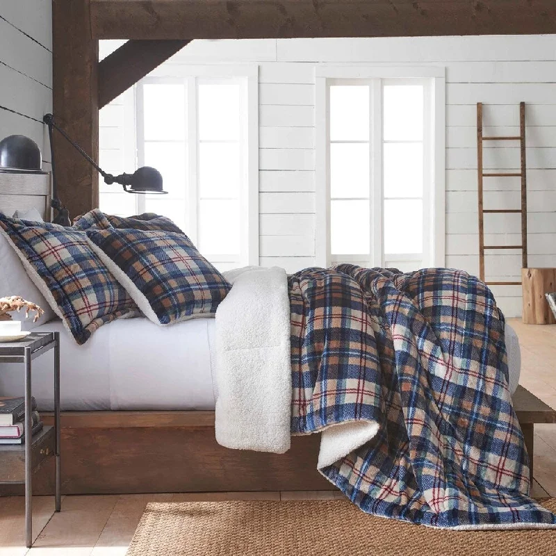 Duck down comforters with a softer feel and good warmth retentionVellux Ethan Plush/Sherpa Plaid Comforter Set