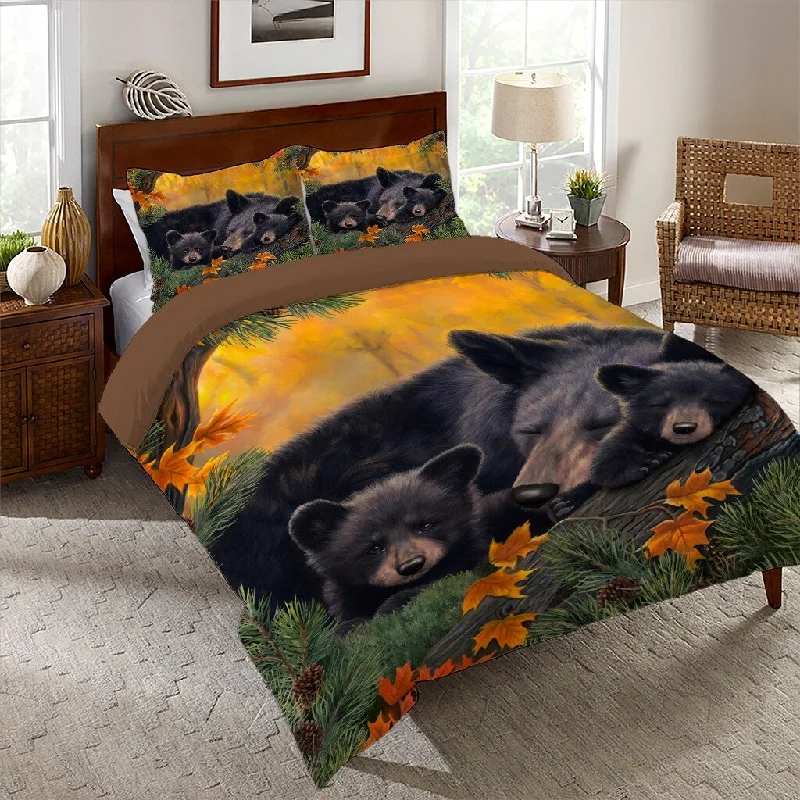 Microfiber - filled comforters that are lightweight and easy to care forWarm Cozy Bears King Comforter Set